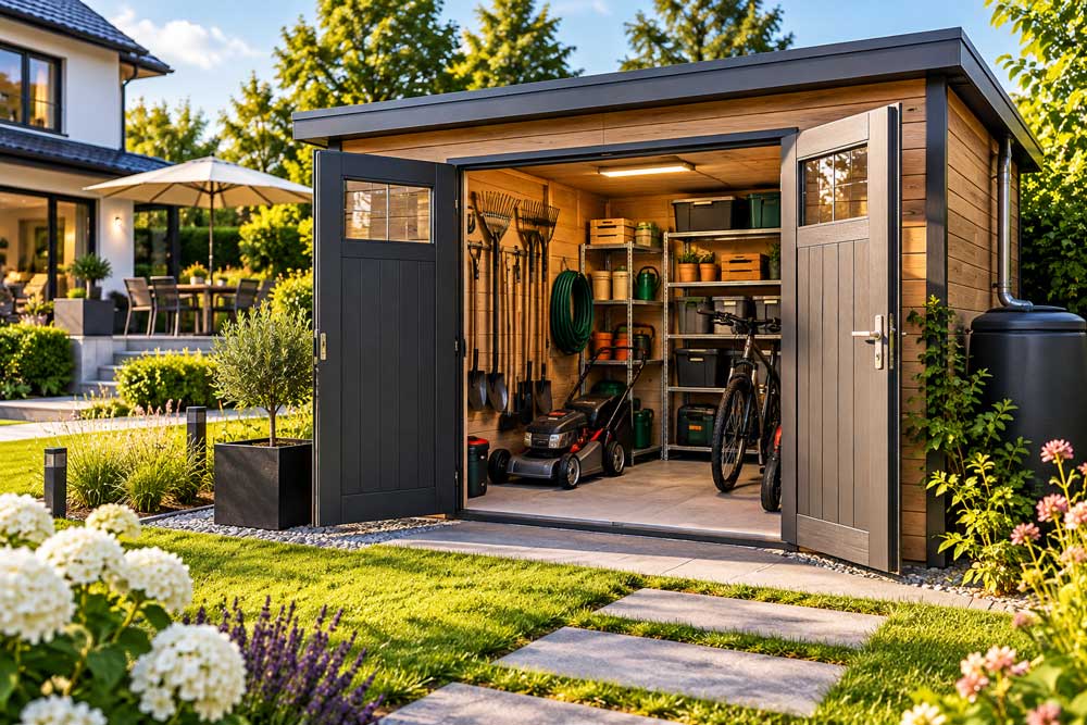 Gerätehäuser im Garten: Materialien, Fundament, Größe, Standort und Genehmigung